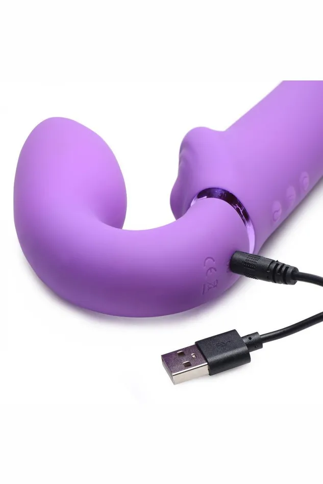 10X Remote Control Inflatable and Vibrating Strapless Strapon Purple Sd Female Sex Toys