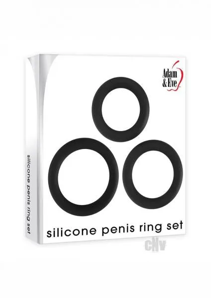 Adam Eve Male Sex Toys Aande Silicone Penis Ring Set Black