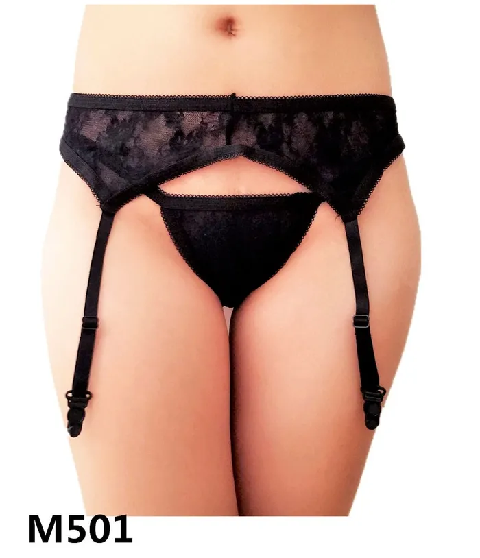 Anal Lace Garter Panty Black Vision underwear