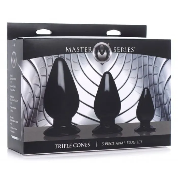 Anal Triple Cones 3 Pc Anal Plug Set Black Master Series