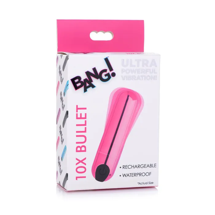 Bang 10X Vibrating Metallic Bullet Pink USB Rechargeable Bullet XR Brands Vibrators