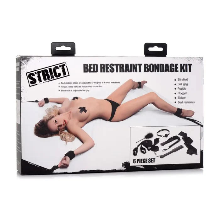 Bed Restraint Bondage Kit Black Strict Anal