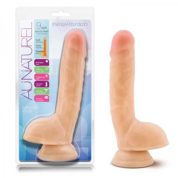 Blush Dildos Au Naturel 9 Inches Sensa Feel Dildo Beige