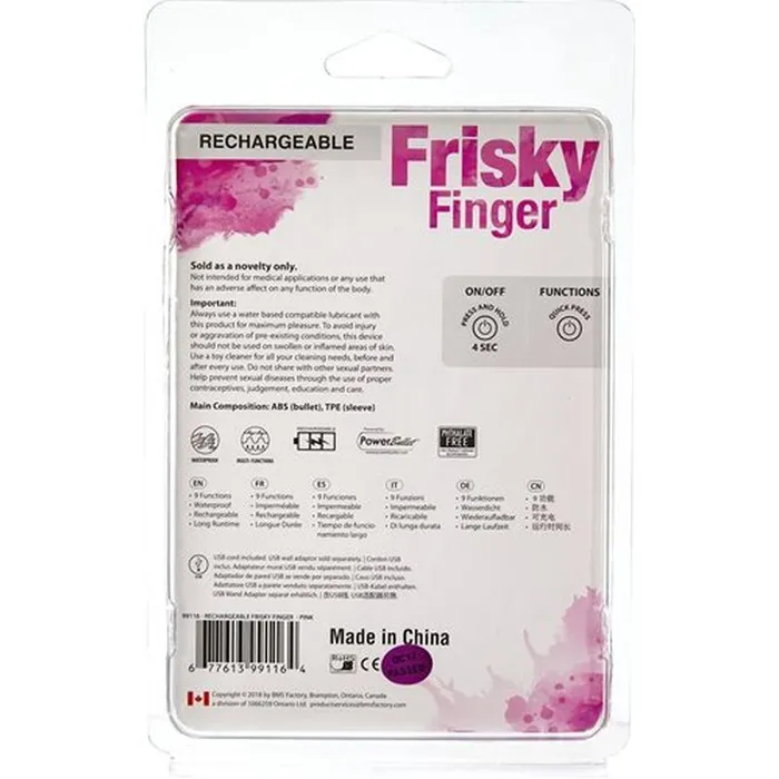 BMS Factory Vibrators PowerBullet Frisky Finger Rechargeable Pink