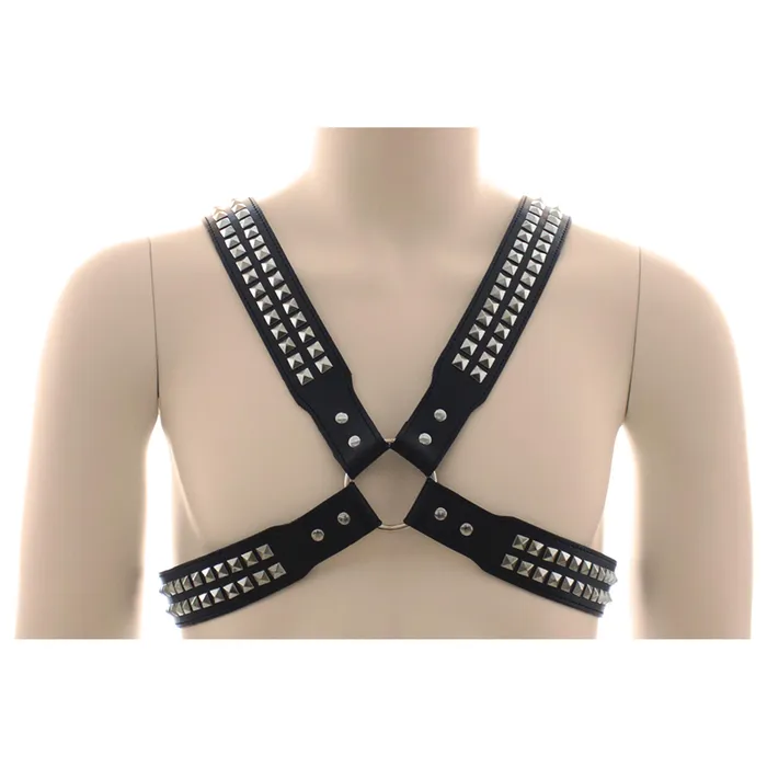 Chest Harness Halford Style Studded XCross PVC Vegan Leather Plesur Company Female Sex Toys