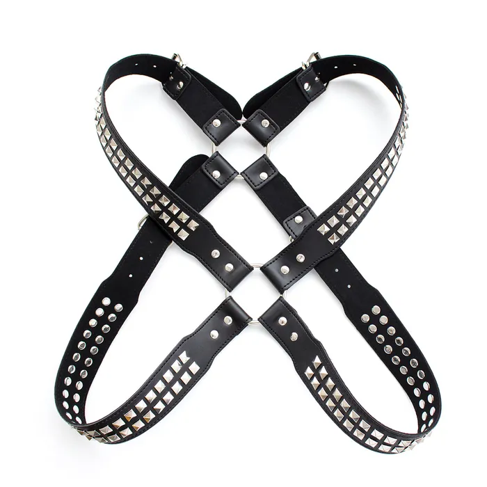 Chest Harness Halford Style Studded XCross PVC Vegan Leather Plesur Company Female Sex Toys