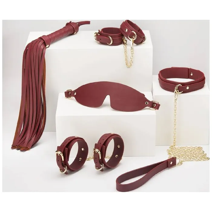 Couples Daytona 8 Piece Deluxe Bondage Play Kit Burgundy Gold