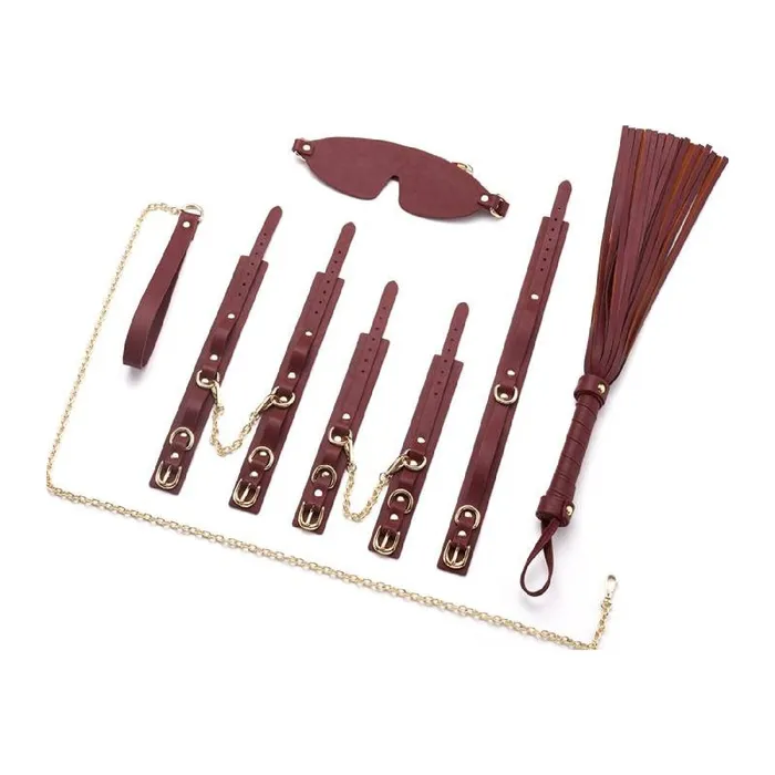 Couples Daytona 8 Piece Deluxe Bondage Play Kit Burgundy Gold