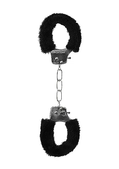 Couples Shots Toys Ouch Beginners Furry Hand Cuffs With QuickRelease Button Black