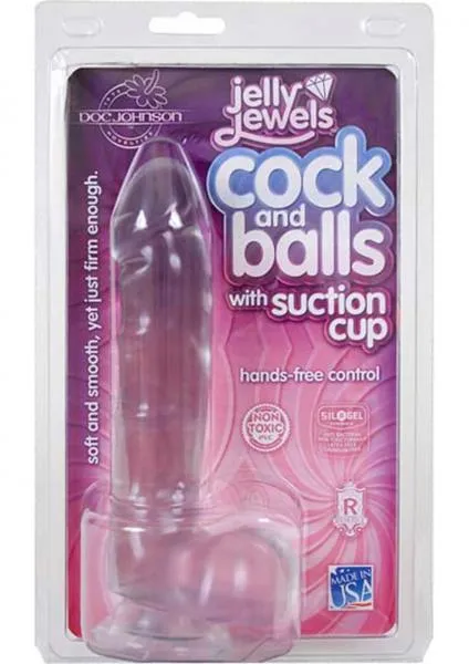 Dildos Doc Johnson Jelly Jewels Cock And Balls With Suction Cup 8 Inch Diamond