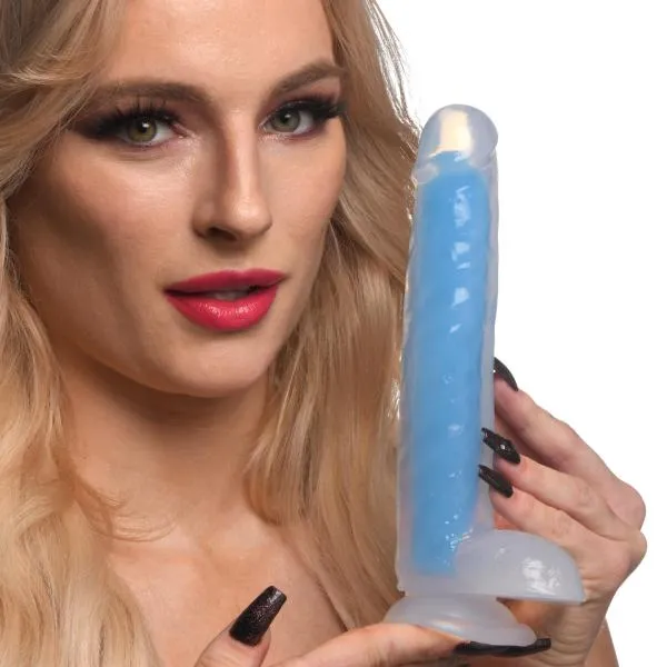 Dildos Lollicock 7 Inch Glow In The Dark Silicone Dildo With Balls Blue