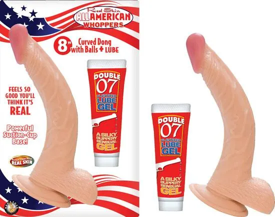 Dildos Nasstoys All American Whoppers 8 Inches Curved Dong Balls Beige