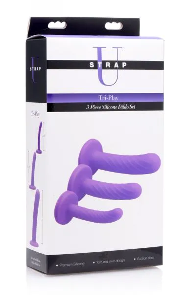 Dildos Strap U Tri Play Silicone Dildo 3 Piece Set Purple