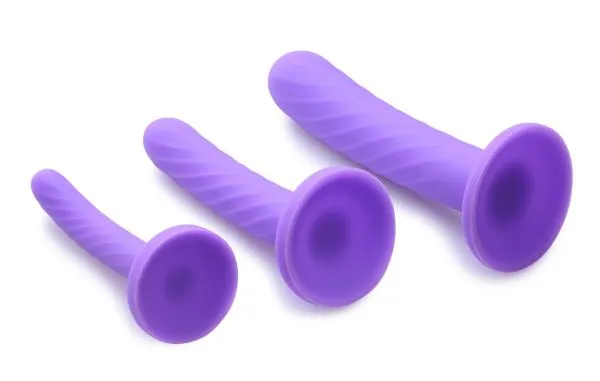 Dildos Strap U Tri Play Silicone Dildo 3 Piece Set Purple