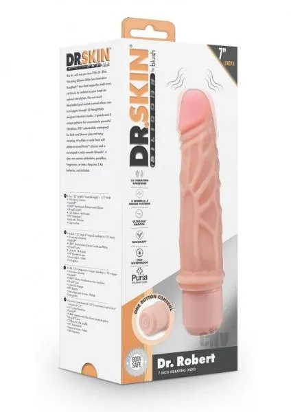 Dr Skin Silicone Dr Robert 7 In Vibrating Dildo Beige Seductucom Female Sex Toys