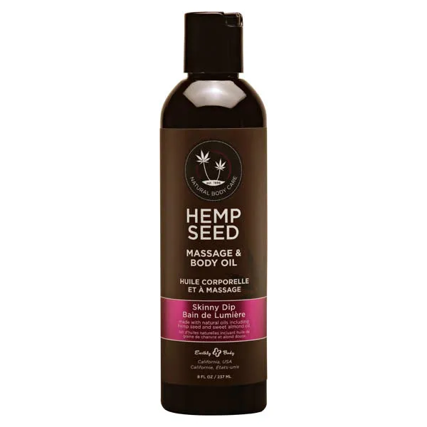 Earthly Body Couples Hemp Seed Massage Body Oil Skinny Dip Vanilla Fairy Floss Scented 237 ml Bottle