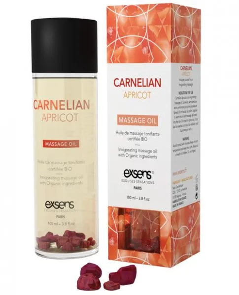 Exsens Of Paris Organic Massage Oil Carnelian Apricot With Stones Exsens Couples