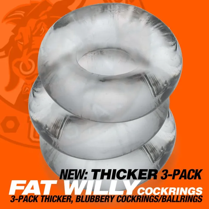 Fat Willy 3 Pc Jumbo Cockrings Clear OxBalls Anal