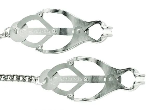 Female Sex Toys Endurance Butterfly Nipple Clamps With Jewel Chain Silver Spartacus