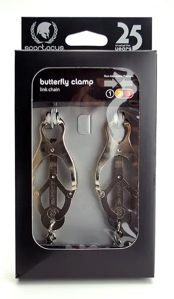 Female Sex Toys Endurance Butterfly Nipple Clamps With Jewel Chain Silver Spartacus