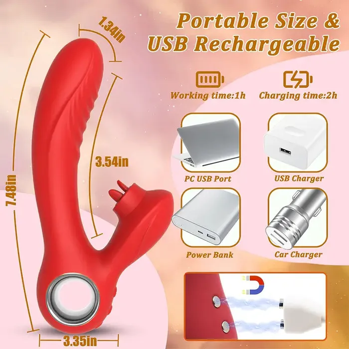 Female Sex Toys OOTYEMO Three Flappable Leaves Tongue Vibrator