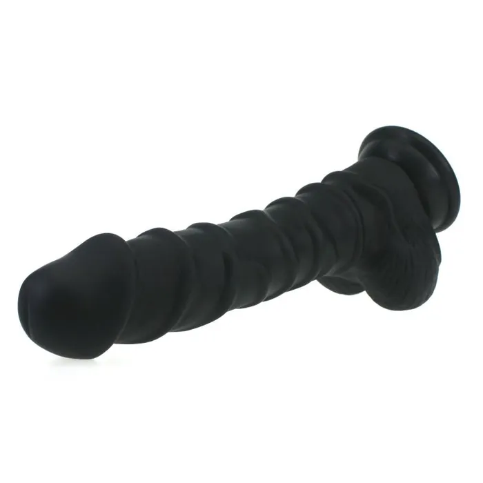 Female Sex Toys Realistic Dildo Ridged Shaft with Balls Black XMEN