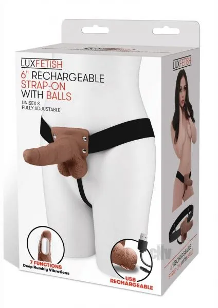 Female Sex Toys Seductucom Lux F Recharge Strap On WBalls 6 Brown