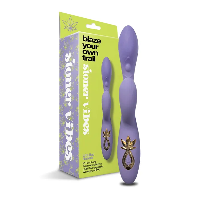 Female Sex Toys Stoner Vibes Blaze Your Own Trail Rechargeable Rabbit Vibrator Lit Lilac THES