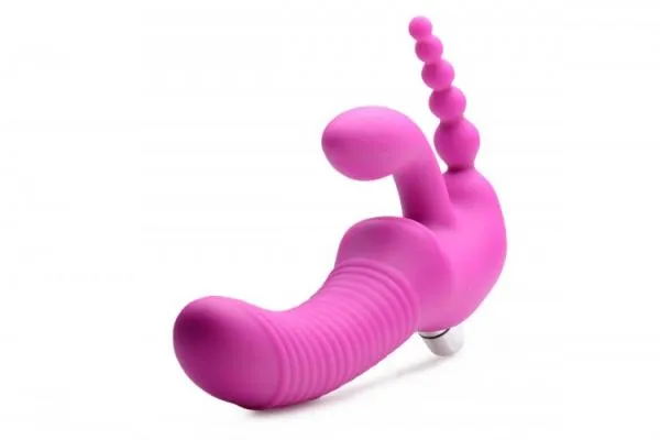 Female Sex Toys Strap U Regal Rider Vibrating Silicone Strapless Strap On Triple G Dildo