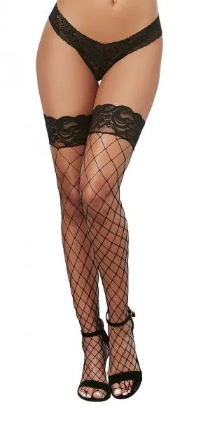 Fence Net Thigh High Stockings Black OS Black Diamond Anal