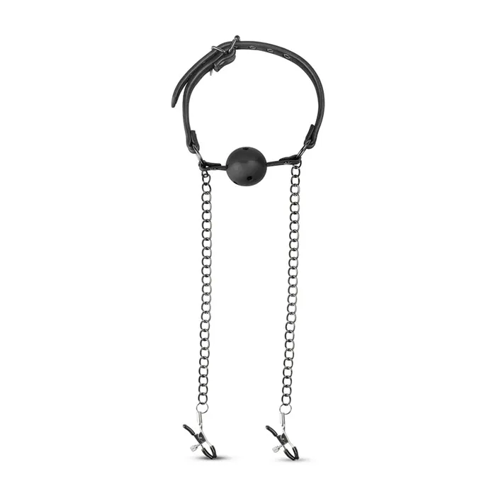 Fetish Collection Open Ball Gag With Nipple Clamps Male Sex Toys