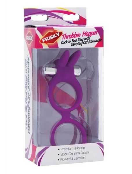 Frisky Couples Throbbin Hopper Vibrating Cock And Ball Ring Purple