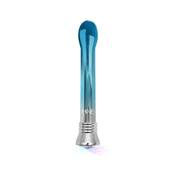 Global Novelties llc Vibrators Nixie Jewel Ombre Bulb Vibe 10 Function Blue Glow wstorage bag