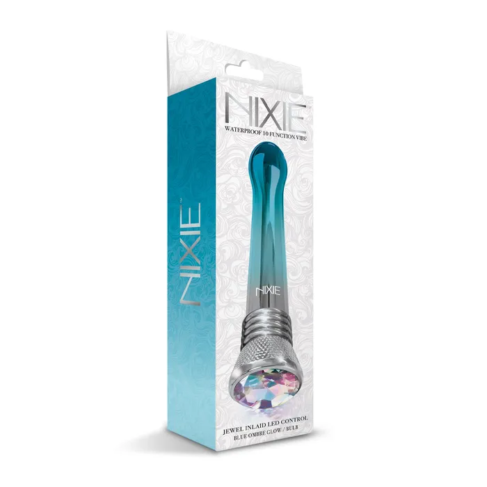 Global Novelties llc Vibrators Nixie Jewel Ombre Bulb Vibe 10 Function Blue Glow wstorage bag