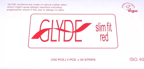 Glyde Anal Glyde Condom Slim Fit Red 49mm Bulk 100s