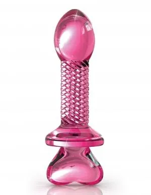 Icicles No 82 Hand Blown Glass Butt Plug Ribbed Pink Pipedream Anal