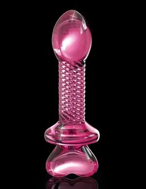 Icicles No 82 Hand Blown Glass Butt Plug Ribbed Pink Pipedream Anal