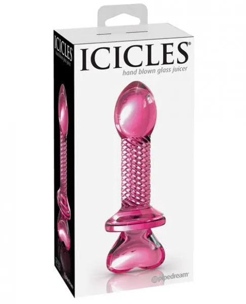 Icicles No 82 Hand Blown Glass Butt Plug Ribbed Pink Pipedream Anal