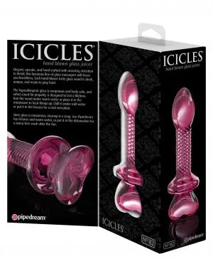 Icicles No 82 Hand Blown Glass Butt Plug Ribbed Pink Pipedream Anal