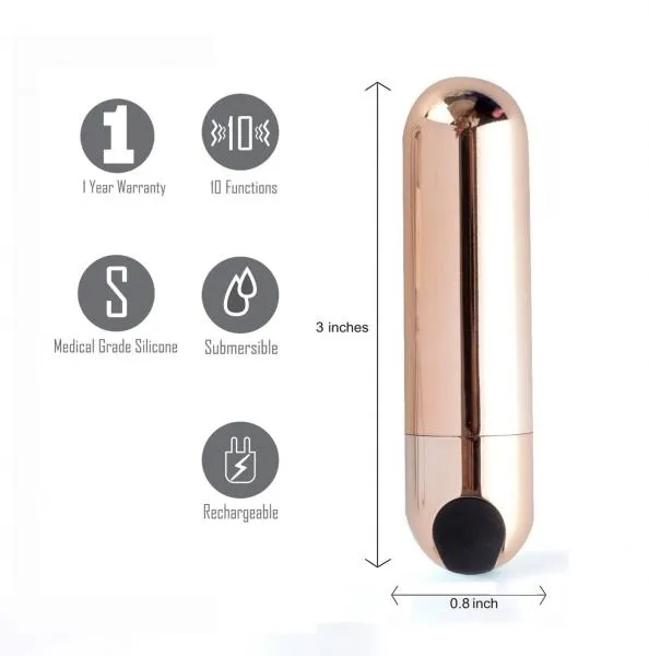 Jessi Rechargeable Mini Bullet Vibrator Rose Gold Maia Toys Female Sex Toys