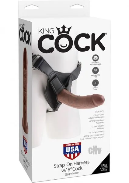 King Cock Strap On Harness 8 Inches Dildo Brown King Cock Female Sex Toys