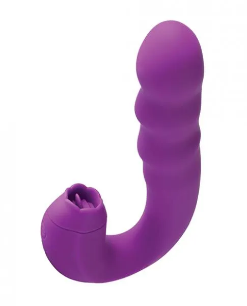 Lilian G Spot Vibrator WRotating Head Vibrating Tongue Purple Honey Play Box Vibrators