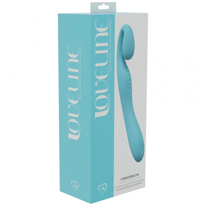 LoveLine Obsession 10 Speed Dual Motor Vibe Sealed Silicone Rechargeable Submersible Blue Loveline Vibrators