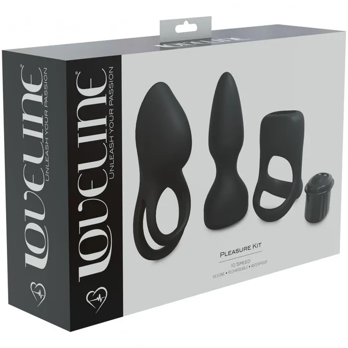 LoveLine Pleasure Kit 10 Speed Silicone Rechargeable Waterproof Black Loveline Female Sex Toys