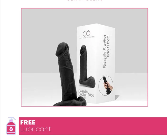 Lovetwoo Dildos Real Feel 8 Inch Dildo Wonder Suction Cup DongDildo Sex Toy Black