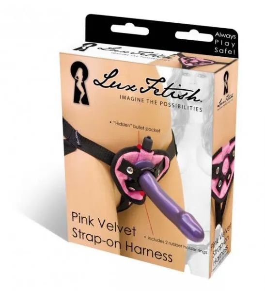 Lux Fetish Velvet Strap On Harness Pink OS Electric Eel Female Sex Toys