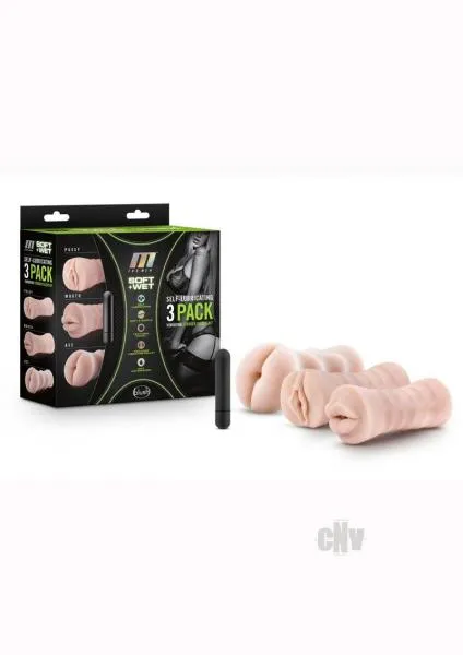 M For Men Lube Vibe Stroker Kit 3pk Van Blush Male Sex Toys