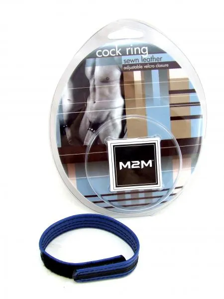 M2 M Leather Velcro Cock Ring Black Blue M2M Male Sex Toys