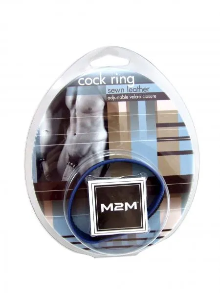 M2 M Leather Velcro Cock Ring Black Blue M2M Male Sex Toys