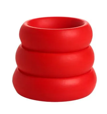 Male Sex Toys 3 Piece Silicone C Ring Set Red Trinity Vibes